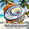 Custom Name Personalized Manchester City FC Print Umbrella, Auto Open Close, 8‑Rib Sturdy Frame, Commute Camping Hiking Use, Birthday Gift