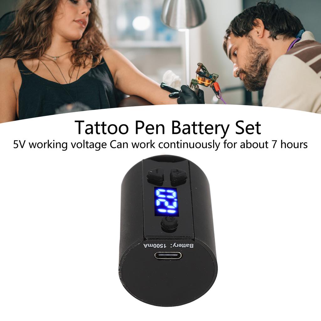 Tattoo Pen Power Supply 3‑12V Black Tattoo Power Supply USB Charging Adjustable Voltage Cordless Tattoo Pen Power Supply