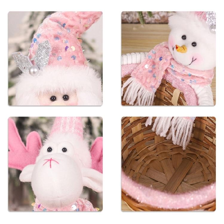 Elegant Bamboos Round Baskets Holiday Bamboos Basket with Figurine Doll for Christmas Snacks and Gift Storage