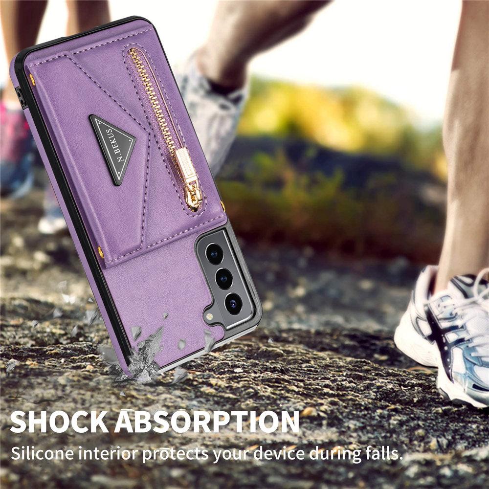 Crossbody Geldbörse Lederhülle für Samsung Galaxy S24 Ultra S23 S22 S21 S20 Plus A51 A71 A52 A72 A53 Reißverschluss Kreditkartenhülle