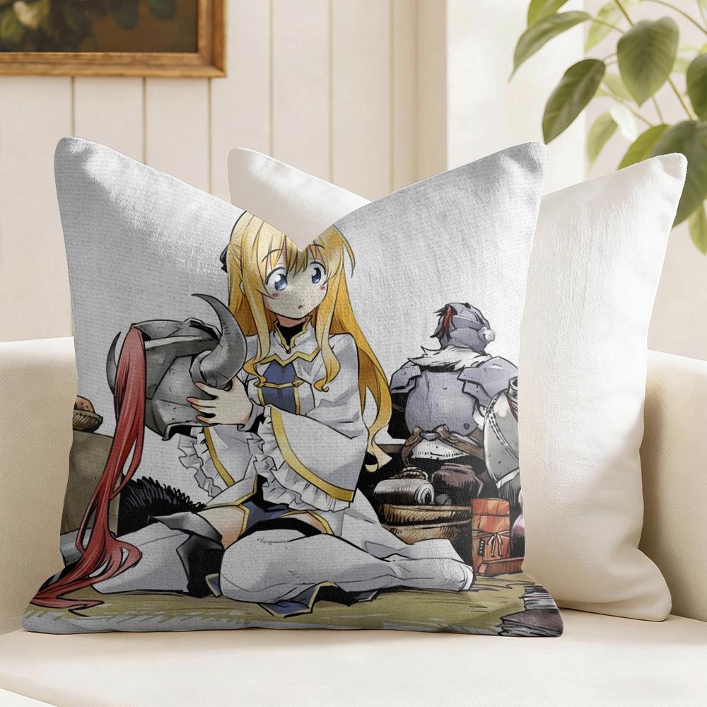 Anime GGoblin SSlayer Cushion Cover Natural Linen Double Sided Print Throw Pillow Case for Sofa Couch Home Decor