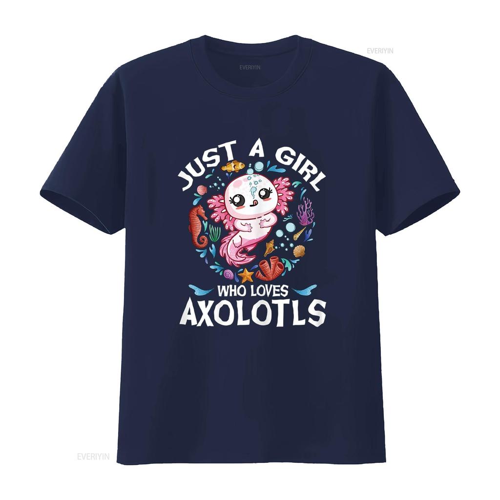 Just A Girl Who Loves Axolotls Cute Axolotl Kids T Shirtn Girls Shirt Vintage Washed Fashion Top For Everyday Wear Homme