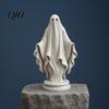 Gothic Style Home Accent Ghost Statue, Resin White Figurine, Spooky Halloween Decoration with Durable Art Flowing Robe And Base for Mantel,