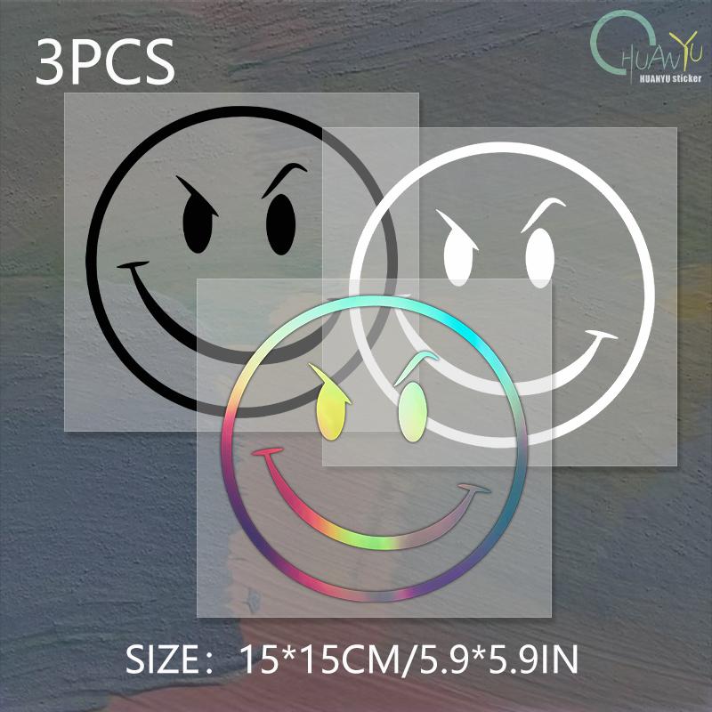 Die-Cut Vinyl Decal For Evil Smiley Face Car Sticker Waterproof Auto Decors on Car Body Bumper Rear Window Laptop