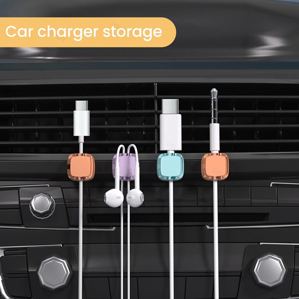 6-piece set of color magnetic charger office desk cable clip, sunlight colored USB charging cable organizer, magnetic plug hook