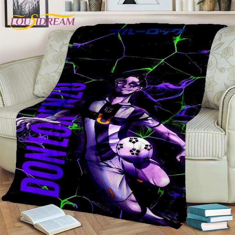 3D Blue Lock Cartoon Football Anime Blanket,Soft Throw Blanket for Home Bedroom Bed Sofa Picnic Travel Office Cover Blanket Kids