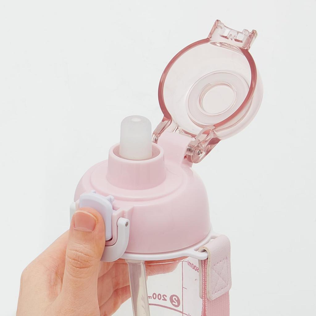 Skater Straw Clear Water for with Sanrio Hello Kitty PSHPO668145 Push-Button Bottle, 630ml, Children, Strap, Design,