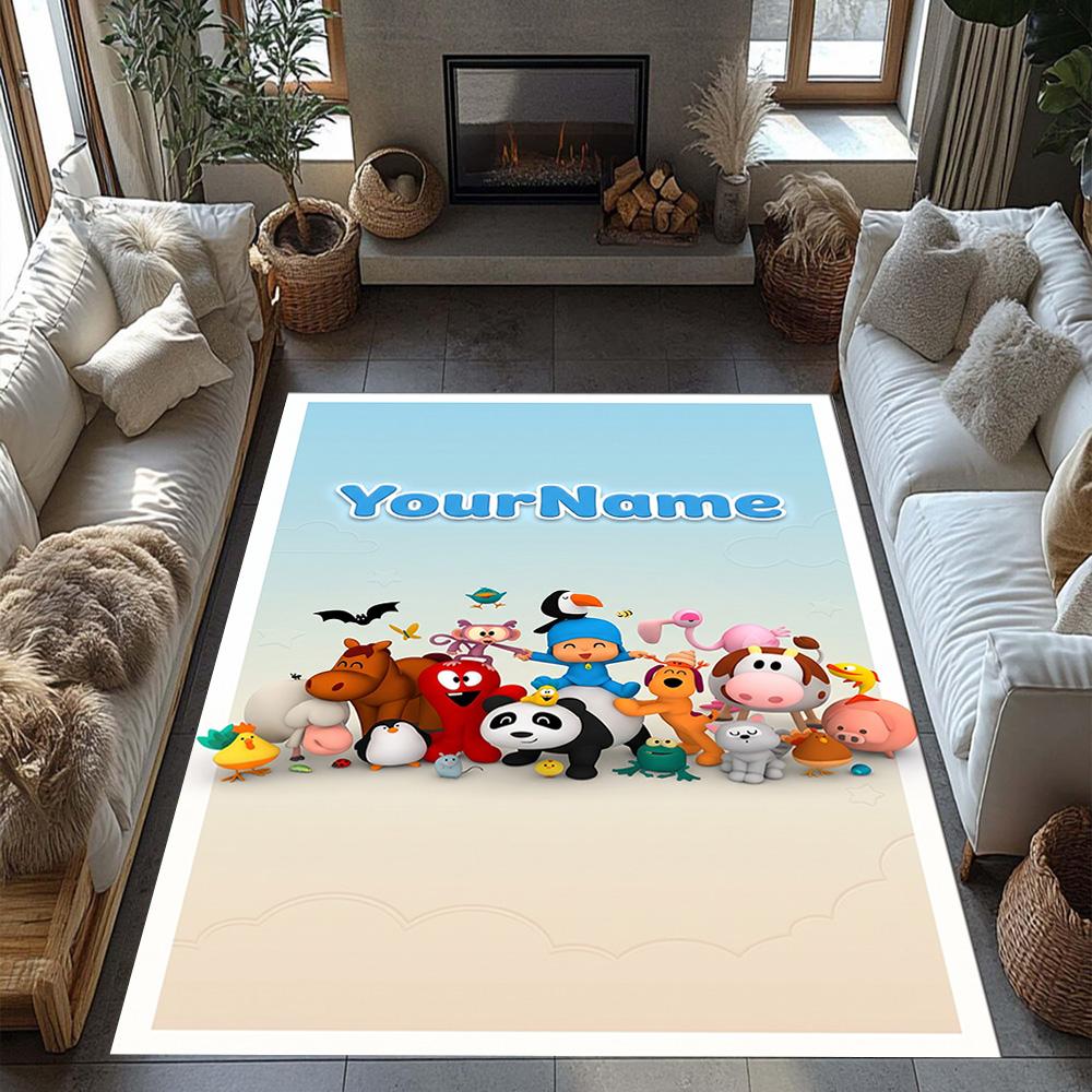 Pocoyo Customized Name Floor Rug Office Rug Perfect for Dining Room Study Room Living Rooms Bedrooms Antislip Carpet Anime Office Decor