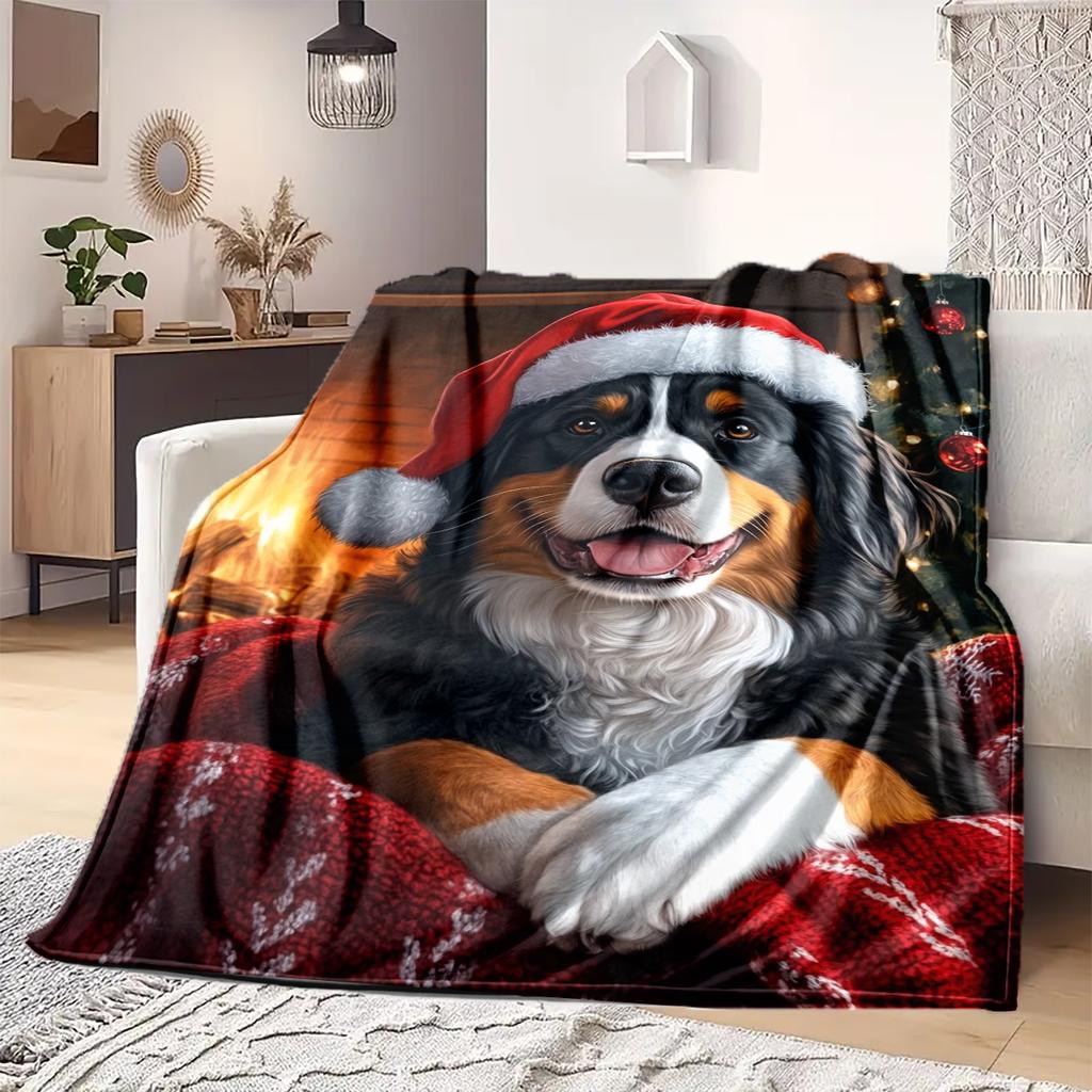 1Pc Cartoon Print Flannel Blanket, High Quality Comfortable for All Seasons, Home Decor, Warmth and Comfort, Perfect for Christmas Birthday Gift