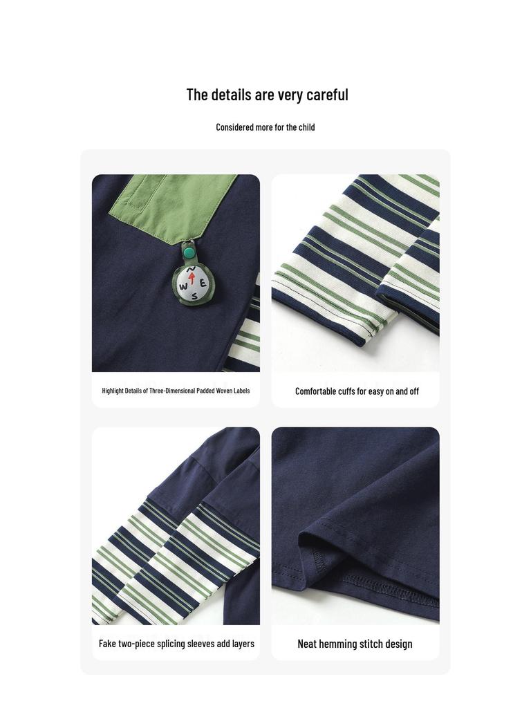 Trendy European Boys' Two-Piece Long-Sleeve T-Shirt for Spring & Autumn 2026 - New Style Toddler & Children's Base Layer