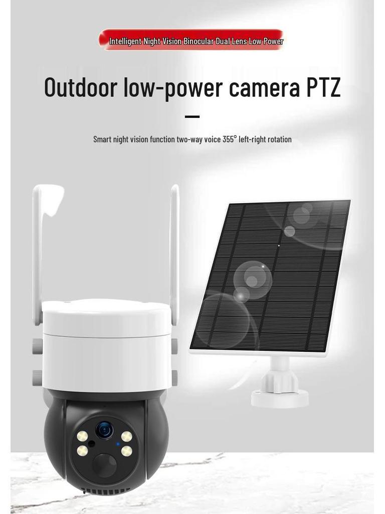 Tuya 3MP Solar-Powered Outdoor WiFi IP65 Waterproof PTZ Dome Camera