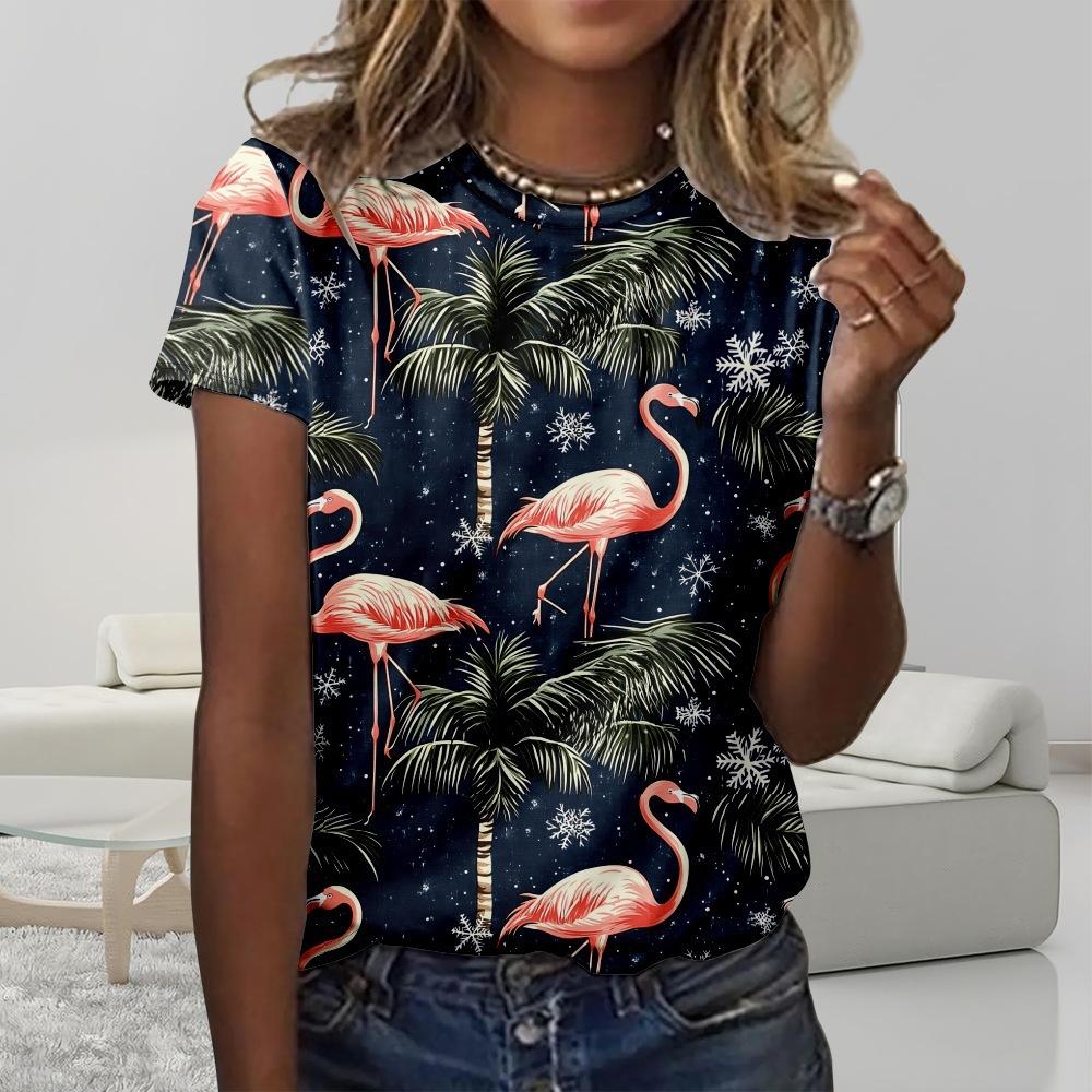 Floral Comfortable Stylish Simple Cartoon Short Sleeve T-Shirt Women's Digital Printing Slim Top