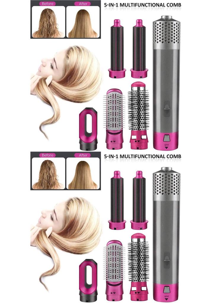 Portable 5-in-1 Hot Air Styling Comb & Hair Dryer