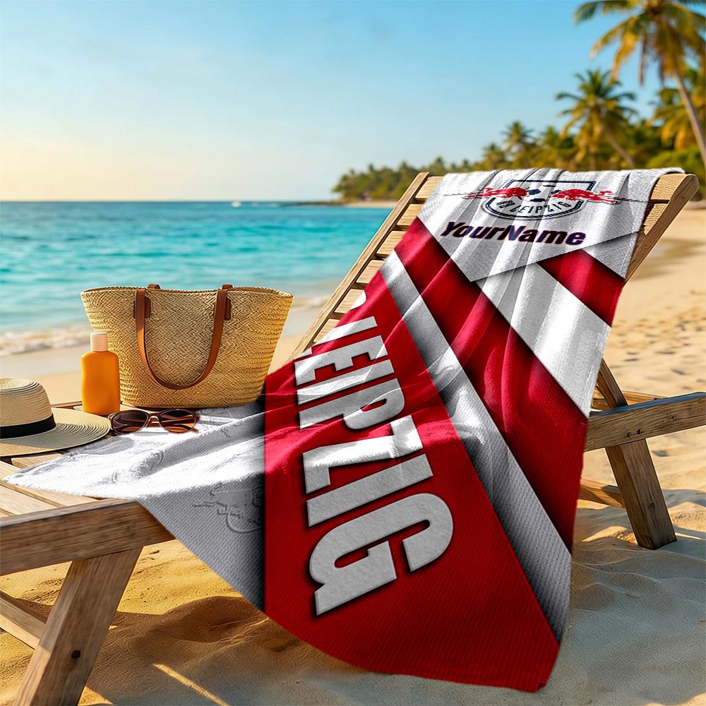 Rb Leipzig Personalized Text Beach Towel Quickdry Soft Microfiber Suitable For Sports Travel Swimming Yoga Bathroom Beach And Pool