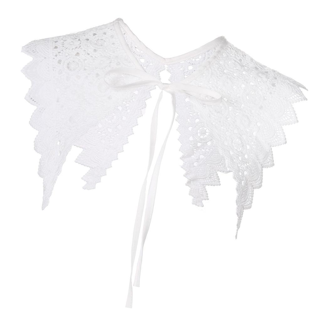Hollowout Embroidery Flower False Collar Capelet Floral Lace Elegant Detachable Shawl for Collarless Blouse and Dress