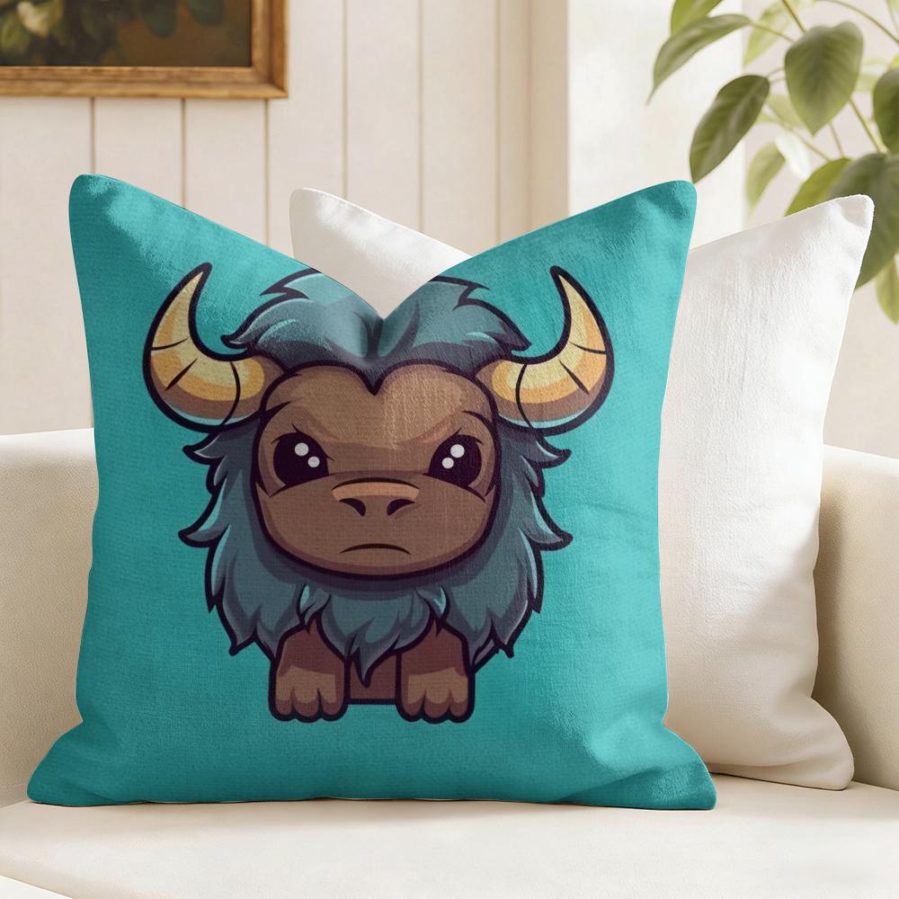 Cool Highland Cow Cushion Cover Natural Linen Pillow Cover DoubleSided Print Cushion Cover for Sofa Home Decor