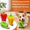 Indestructible TPR Dog Toys Spiky Chili Chew Toy, Treat Dispenser Durable Interactive Rubber Toy for Teeth Cleaning, Mental Stimulation Slow Feeder