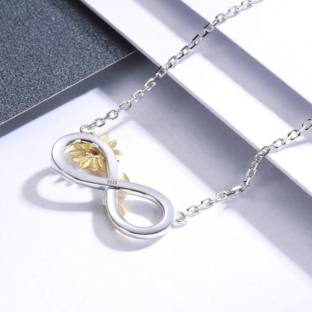 S925 Sterling Silver Necklace Female European and American Personality Unlimited Love Sunflower 8 Character Sunflower Clavicle Chain