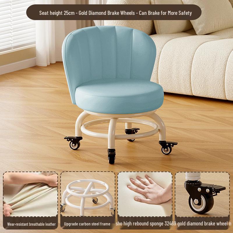 Children's Rotating Stool with Backrest and Silent Wheels