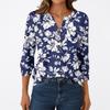 Women's Fashion Casual 3/4 Sleeve T-Shirt Prints V-Neck Button Top