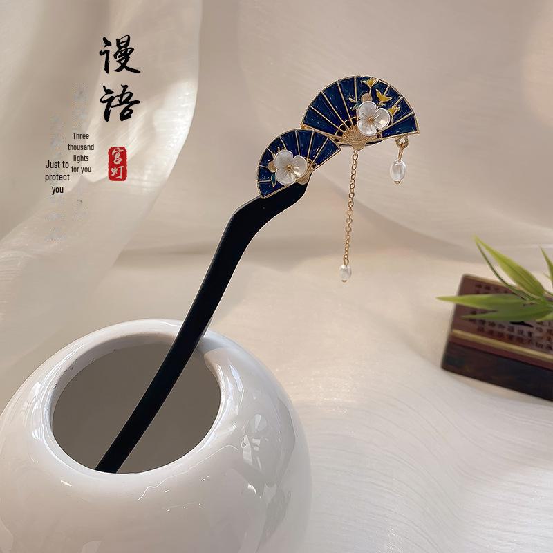 

Елегантна дерев яна шпилька з китицею у вигляді квітки - старовинний китайський стиль для жінок, ідеальний головний убір Hanfu