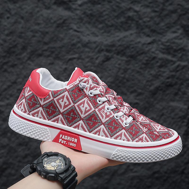 Men's Shoes Summer New Board Shoes Men's Retro Printing Fashion Breathable Comfortable Board Shoes Soft-soled Casual Shoes