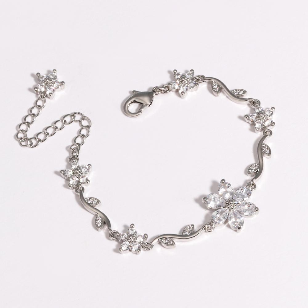 Luxury Colorful Zircon Flower Bracelets For Women Girls Korean Sweet Gold Crystal Adjustable Bracelet Jewelry Gift