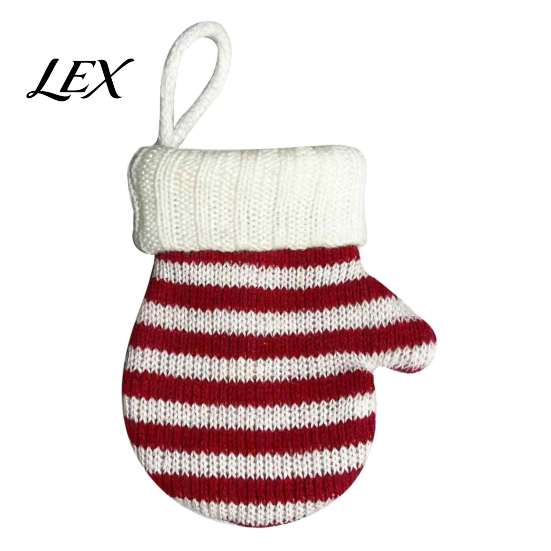 Decorative Keychain Accessory Mini Knitted Christmas Mitten Ornaments, Xmas Glove Hanging Decor, Festive Tableware Flatware Bag Charm Holders,