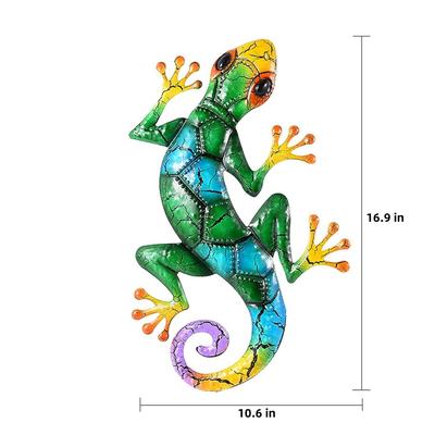 Ghecko din metal decor de grădină pentru statui în aer liber, decor de perete pentru grădină, accesorii în miniatură, sculptură, ornamente de șopârlă