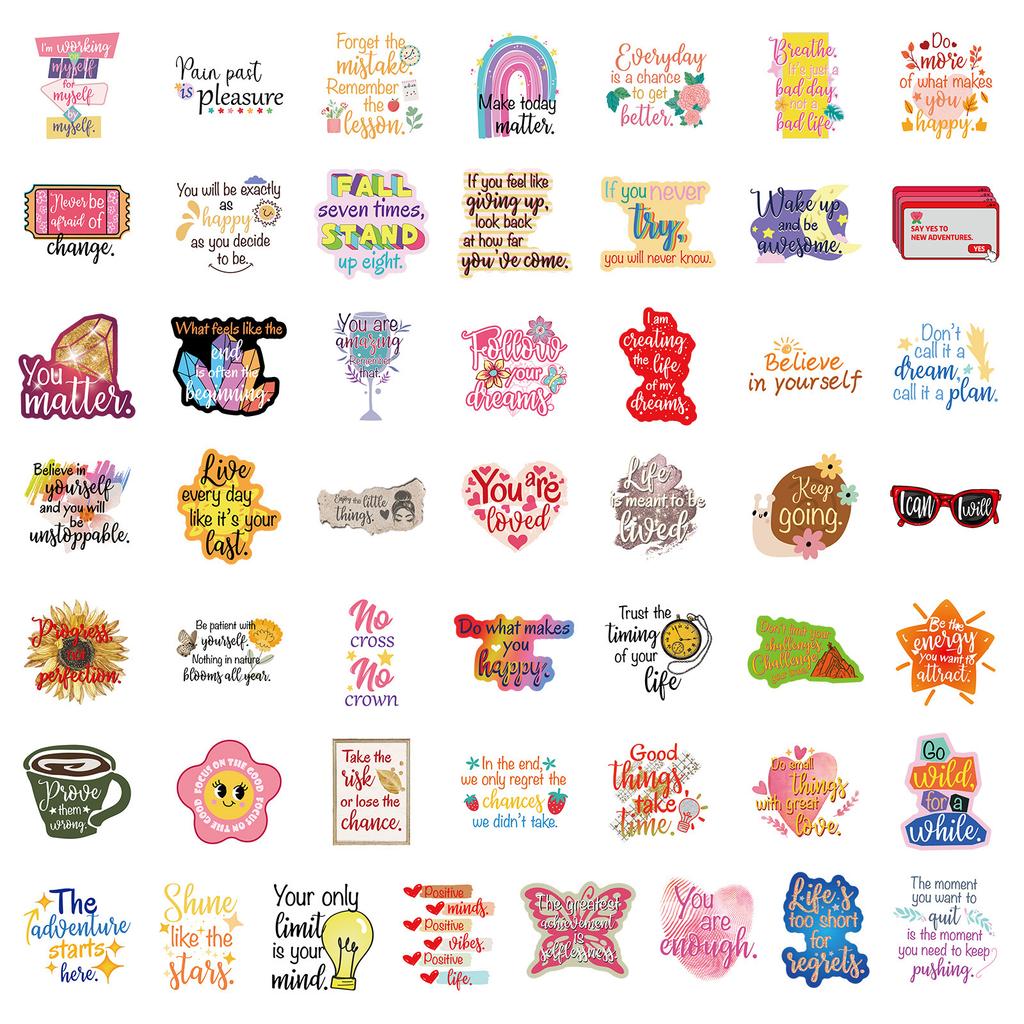 200 Creative Illustrations In English Motivational Passionate Phrases Stickers Decorative Folders, Pencil Case Refrigerators