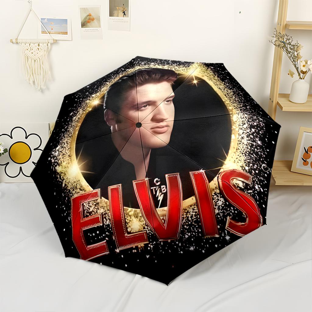 Epic Elvis Presley Concert Compact Travel Automatic Umbrella Compact & Durable 8-Rib Design Durable All-Season Travel Elegant Women's Umbrella