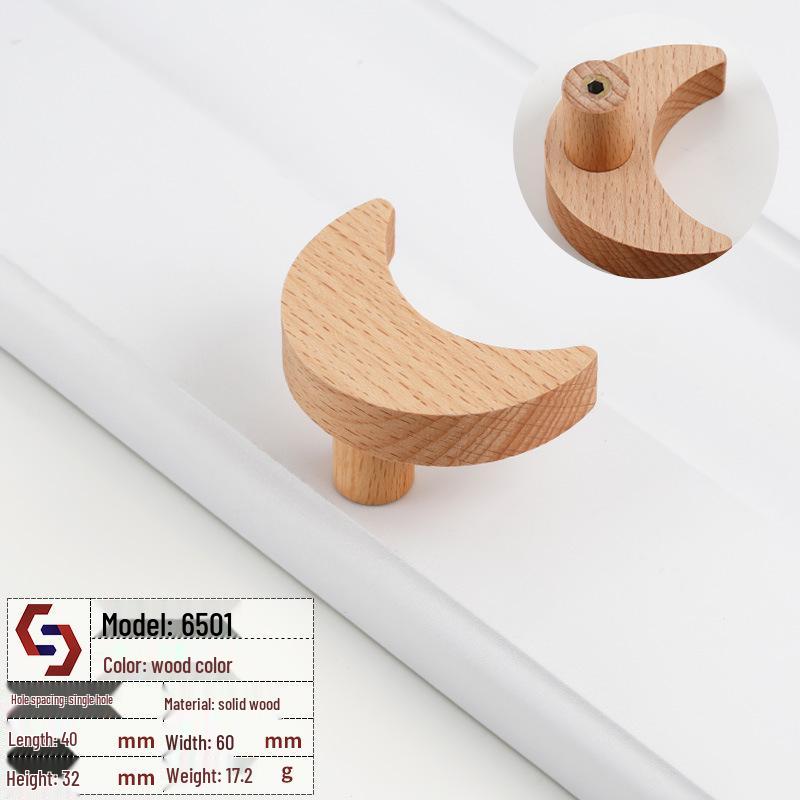 Creative Solid Wood Animal Door Handle for Children's Room Wardrobe, Drawer, and Cabinet