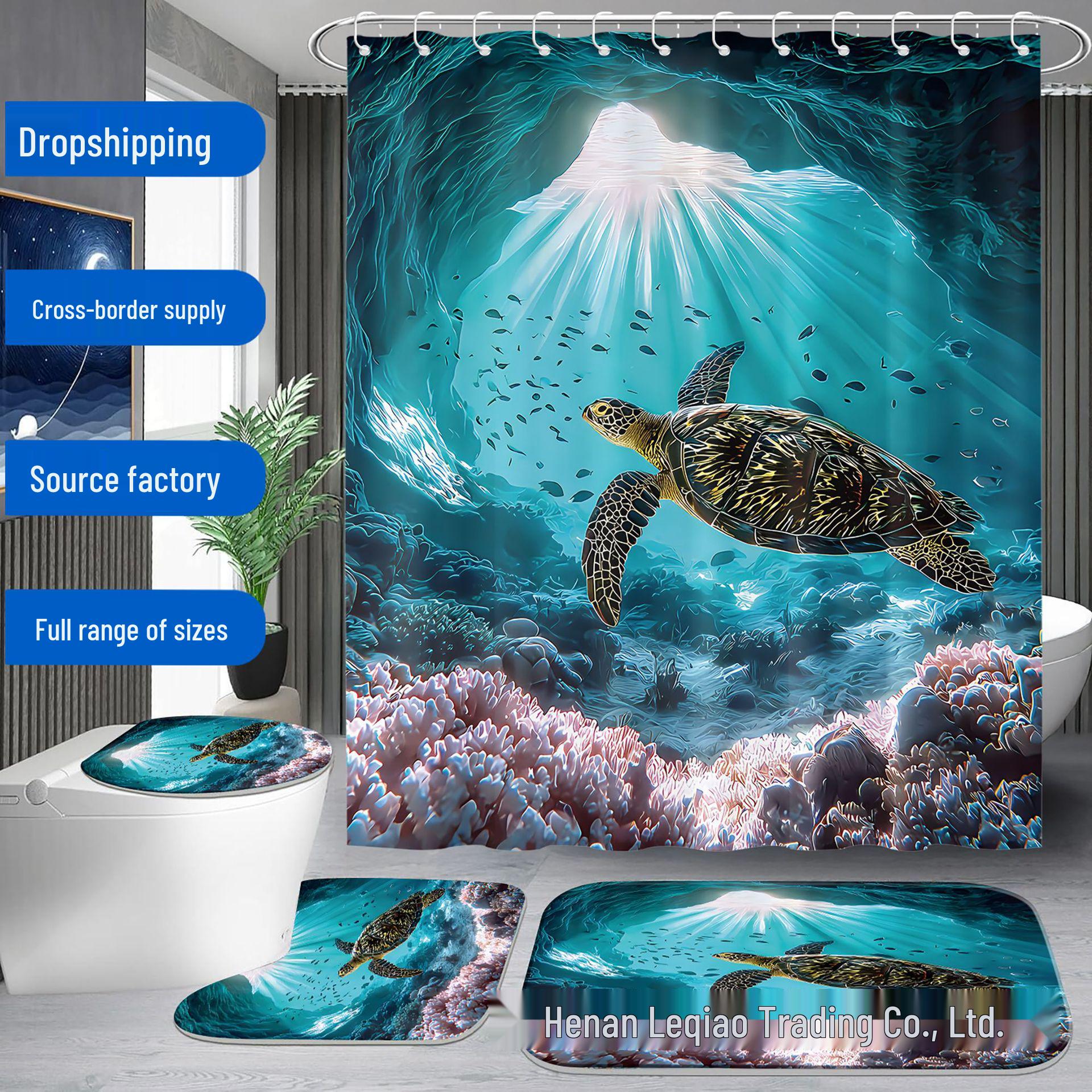 

Turtle Hole Black & White Plaid Shower Curtain Set with Hooks for Wet/Dry Separation 12 hooks included