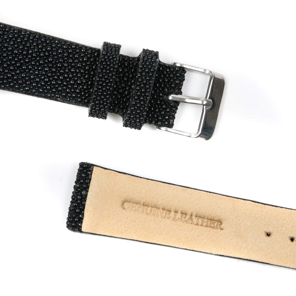 Stingray Leather Watch with Spring Bars and Spring Bar Removal Tool [Revetta] Band/Strap, Black, Men's, 24mm, [125-1stb24-1]