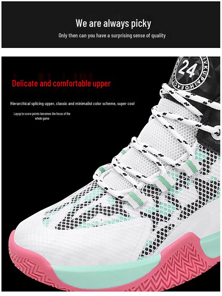 High-Top Men's Basketball Sneakers 2025: New Youth Style, Thick-Soled, Non-Slip, Shock-Absorbing.