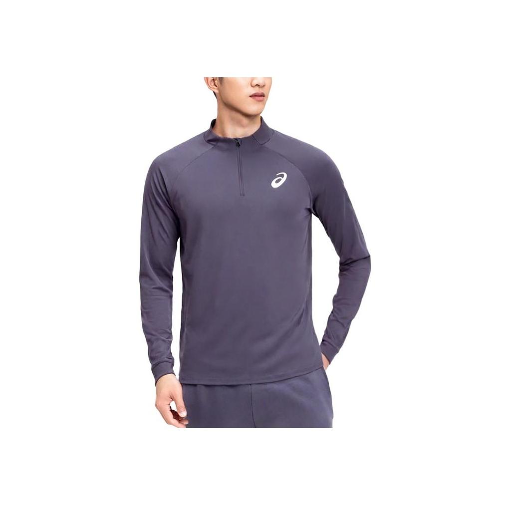Asics Mens Tennis Series Comfortable Soft Breathable Stand Collar Long Sleeve T-Shirt Men Tops Purple 2041A321-500