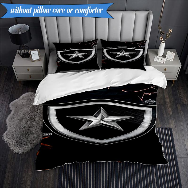 3PCS Shield With Star Emblem Printed Soft Bedding Set,Including 1pc Duvet Cover And 2pcs Pillowcases Perfect for Bedroom, Dormitory, Fan Gift