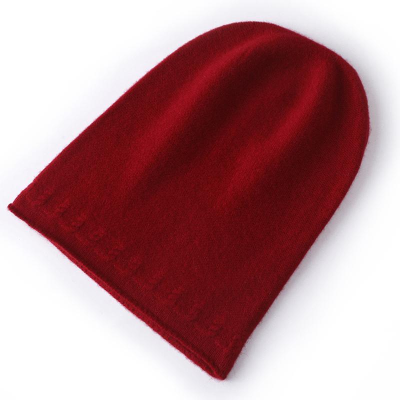 

100%Wool Curl Brim Bonnet Hat for Women&Men Winter Autumn Ear Protect Cashmere Beanies Knitted Soft Warm SKi Cap SKullies One Size