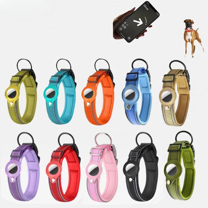 AirTag Dog Collar Reflective Dog Collar Padded Dog Collars AirTag Holder Case Adjustable Pet Collar for Small Medium Large Dogs