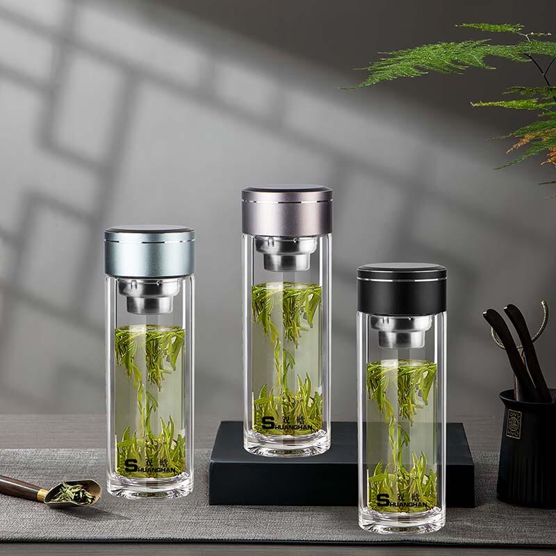 Shuanghan 300ml Double-Layer Borosilicate Glass Tea Infuser Bottle