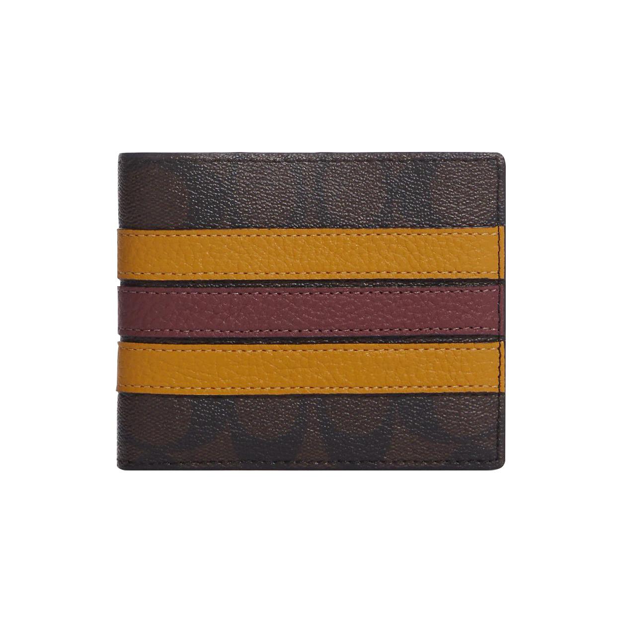 

Новый кошелек COACH 3 В 1 из канвы с покрытием и гладкой телячьей кожи, держатель для карт, мужской кошелек, Персиковый цвет и Желание сердца 3008-QBUOR 10.9*2.0*9.7CM