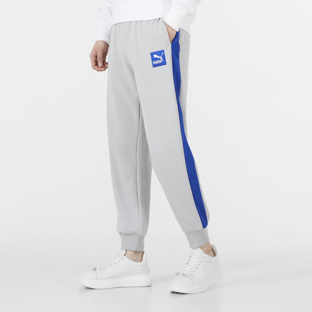 Puma Embroidered Blocking Joggers With Cuffed Ankles And Contrast Side Panel Unisex Bottoms Grey 536776-07