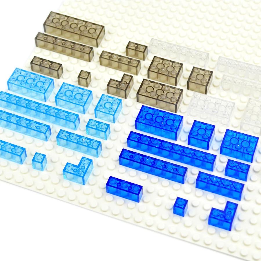 MOC Transparent Thick Building Blocks 1x1 1x2 2x2 2x4 Dots Clear Brick Figures Educational Creative Toy for Kid Compatible Brand