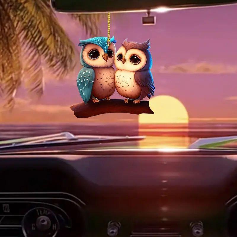 Quirky And Fun Acrylic Owl Couple Car Ornament For Decorative Accessories Auto