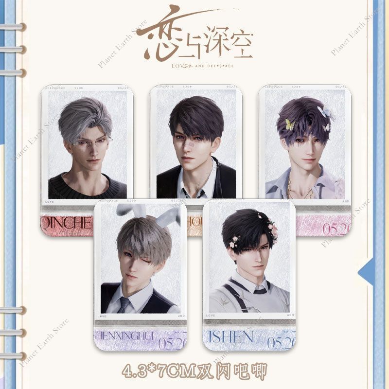 1/4/5Pcs 4.3*7CM Love and Deepspace Sylus Rafayel Zayne Xavier Caleb Anime Death and Rebirth&520 Square Badge Emblem Brooch Gift