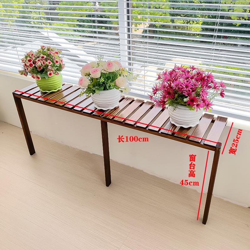 Adjustable Height Wooden Window Sill Flower Stand Wide Balcony Plant Shelf Narrow-Top Home Decor Flower Rack