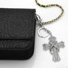 Catholic Cross Keychain for Women Men Rhinestone Religious Christ Keyring Bag Pendant