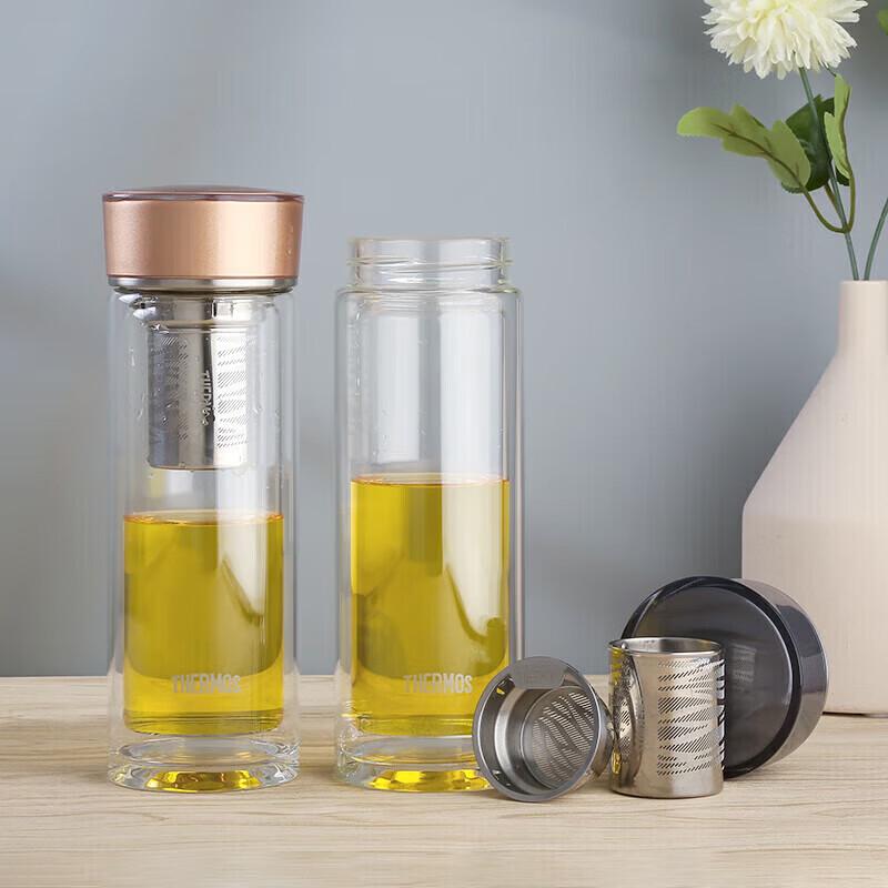 THERMOS Double-Layer Glass Tea Infuser Bottle 400ml