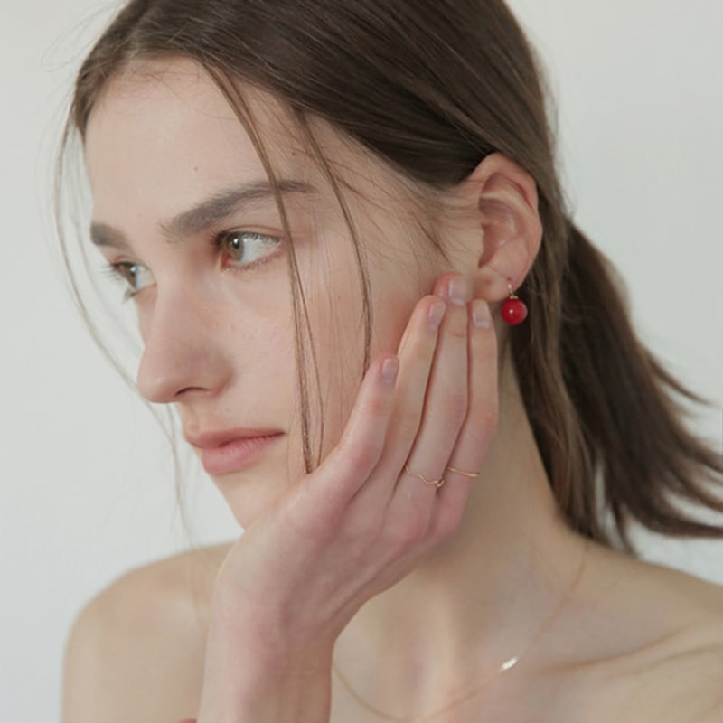 modernlike 14k coral red pearl hoop earrings