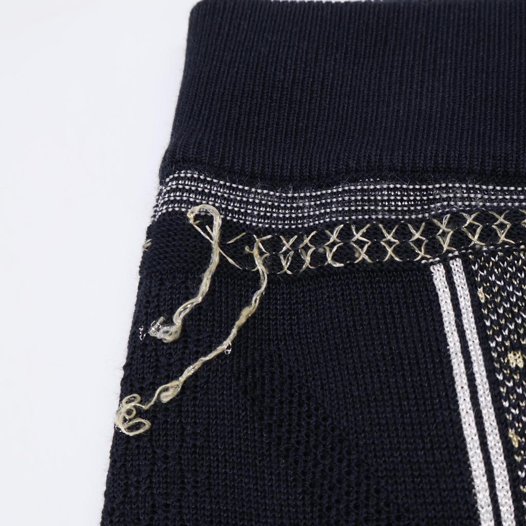 Mame Kurogouchi Jacquard Knit Slit Flare Easy Pants Bottoms 2 NavyUsed
